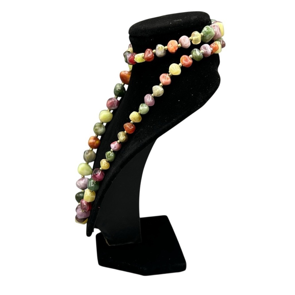Vintage Chunky Multicolor Natural Stone Statement Necklace - Picture 5 of 10